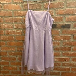 JJs House Lilac Sparkle Tulle Spaghetti-Strap Dress